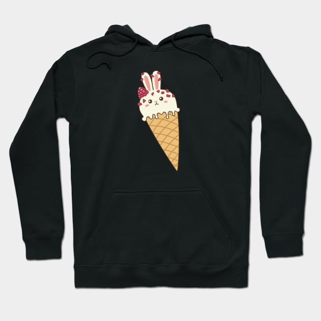 Vanilla & Raspberry Bunny Ice Cream Hoodie by ElectricFangs